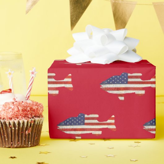 Amerikaanse vlag vispatroon cadeaupapier (Verjaardagsfeest)