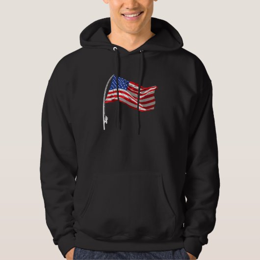 Amerikaanse Vlag Vissen Hengel 4 juli Patriottisch Hoodie (Voorkant)