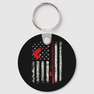 Amerikaanse Vlag Vissen Hengel Patriottische Visse Sleutelhanger