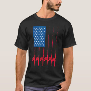 Amerikaanse Vlag Vissen Hengel Vaderdag T-shirt