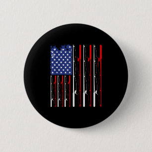 Amerikaanse Vlag Vissen Hengel Visliefhebber Ronde Button 5,7 Cm