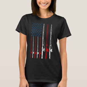Amerikaanse Vlag Vissen Hengel Visliefhebber Vinta T-shirt
