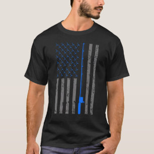 Amerikaanse Vlag Vissen Retro Vintage Hengel T-shirt