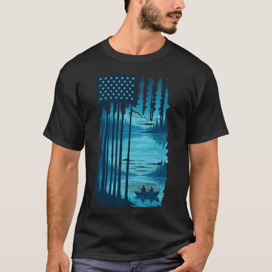 Amerikaanse Vlag Vissen T-shirt (Voorkant)