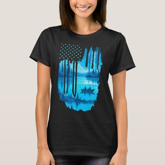 Amerikaanse Vlag Vissen T-shirt (Voorkant)