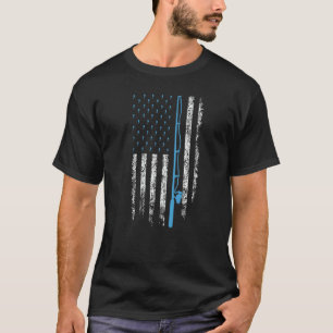 Amerikaanse Vlag Vissen  Vintage Bass Vis Rod Gr T-shirt