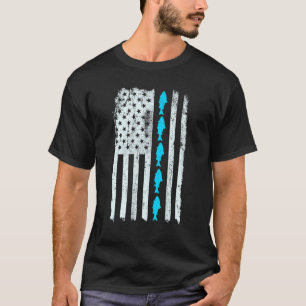 Amerikaanse Vlag Vissen Vintage Vis Visser Patriot T-shirt