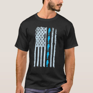 Amerikaanse Vlag Vissen Vintage Vis Visser Patriot T-shirt