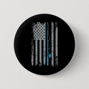 Amerikaanse Vlag Vissen Vintage Visser  Ronde Button 5,7 Cm