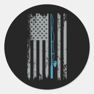 Amerikaanse Vlag Vissen Vintage Visser  Ronde Sticker