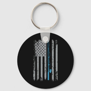 Amerikaanse Vlag Vissen Vintage Visser Sleutelhanger