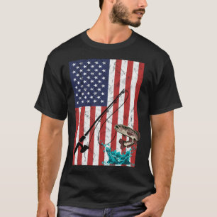 Amerikaanse Vlag Vissen Vintage Visser T-shirt