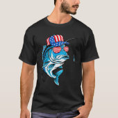 Amerikaanse Vlag Visser Amerikaanse Vissen Lover V T-shirt (Voorkant)