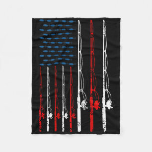 Amerikaanse Vlag Vissersstok Visliefhebber Vintage Fleece Deken