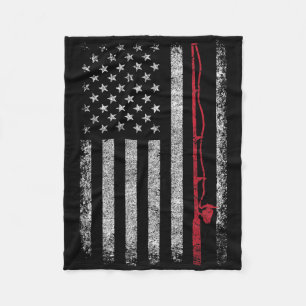 Amerikaanse Vlag Vissersstok Visliefhebber Vintage Fleece Deken