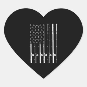 Amerikaanse vlag Vist Funny Vissen Rod Fisherman Hart Sticker