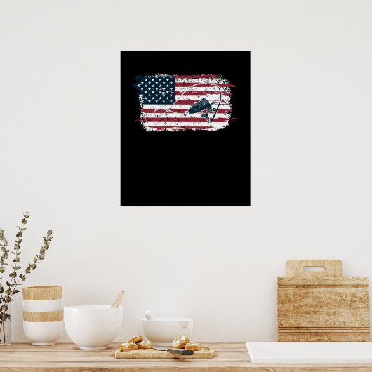 Amerikaanse vlag Vist  Gevist Poster (Keuken)