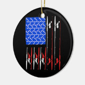 Amerikaanse vlag Vist hook rod fish Fisherman Keramisch Ornament (Links)
