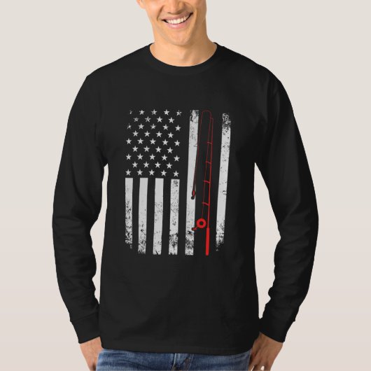 Amerikaanse vlag Vist rij - visserij bovenaan H T-shirt (Voorkant)