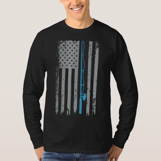  Amerikaanse vlag Vist Shirt Retro Fishin (Voorkant)