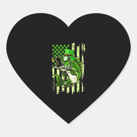 Amerikaanse vlag Vist St Patrick's Day Irish Lucky Hart Sticker (Voorkant)