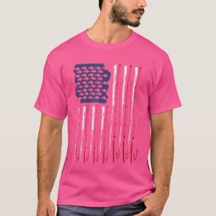 Amerikaanse vlag Vist vis en hengels voor vissers T-shirt