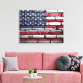 Amerikaanse vlag, Vlag op bakstenen Canvas Print (Insitu (Woonkamer))