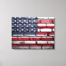 Amerikaanse vlag, Vlag op bakstenen Canvas Print