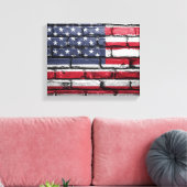 Amerikaanse vlag, Vlag op bakstenen Canvas Print (Insitu (Woonkamer))