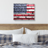 Amerikaanse vlag, Vlag op bakstenen Canvas Print (Insitu (Slaapkamer))
