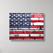 Amerikaanse vlag, Vlag op bakstenen Canvas Print (Voorkant)
