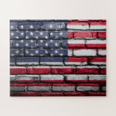 Amerikaanse vlag, vlag op bricks Jigzaag Puzzle Legpuzzel (Horizontaal)