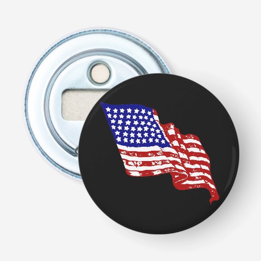 Amerikaanse vlag, vlag van de VS, Amerikaanse vlag Button Flesopener (Voorkant)