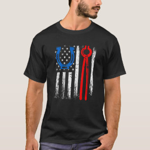 Amerikaanse vlag Vlieger Hoof Blacksmith Hoefijzer T-shirt