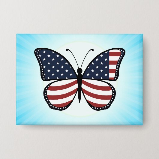 Amerikaanse Vlag Vlinder Design-62615 Button (Voorkant)