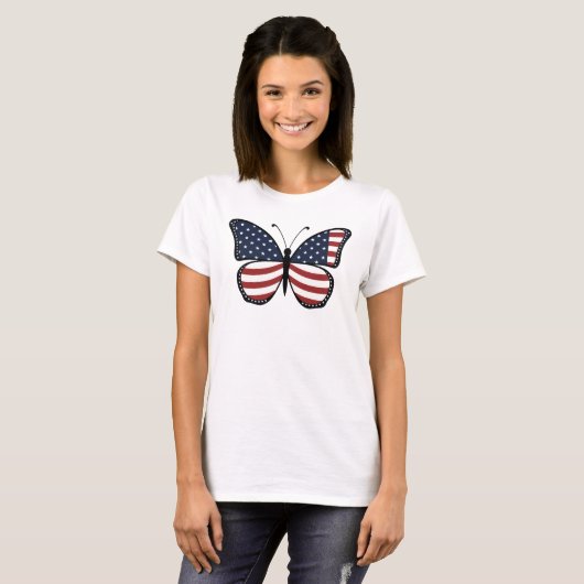 Amerikaanse Vlag Vlinder Design-62615 T-shirt (Voorkant volledig)