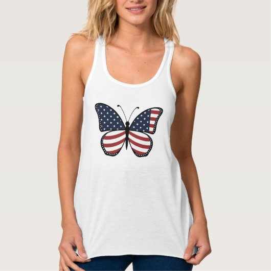 Amerikaanse Vlag Vlinder Design-62615 Tanktop (Voorkant)