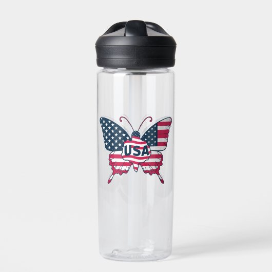 Amerikaanse Vlag Vlinder Design-62616 Waterfles (Voorkant)