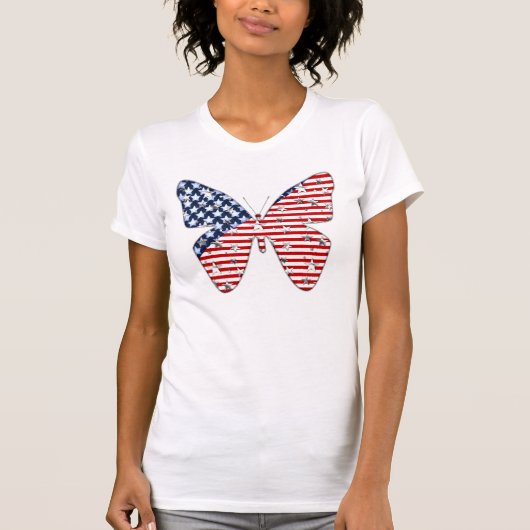 Amerikaanse Vlag Vlinder T-shirt (Voorkant)