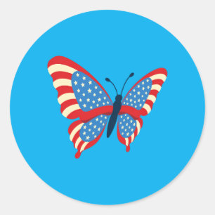 Amerikaanse Vlag Vlinder Usa Patriottisch 4 Juli Ronde Sticker