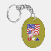 Amerikaanse vlag Voetbal gouden achtergrond Sleutelhanger (Voorkant Links)