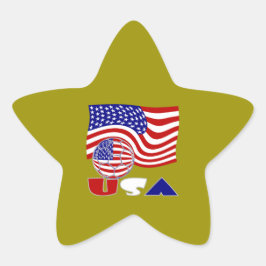 Amerikaanse vlag Voetbal gouden achtergrond Ster Sticker