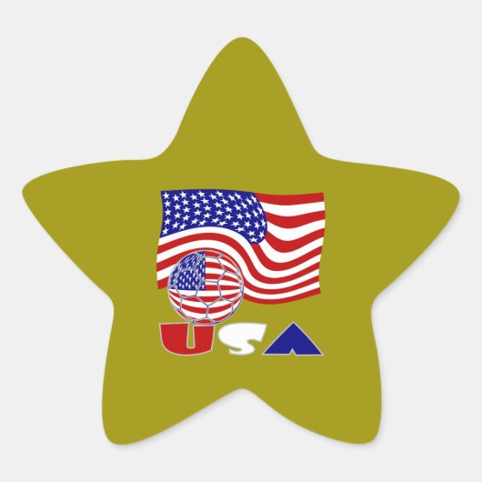 Amerikaanse vlag Voetbal gouden achtergrond Ster Sticker (Voorkant)