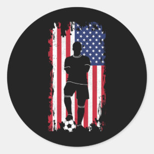 Amerikaanse vlag Voetbal Kleding - Voetbal Vrouwen Ronde Sticker