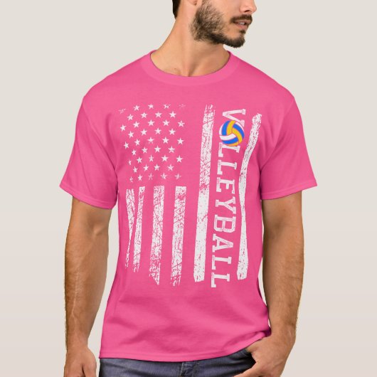 Amerikaanse vlag volleybal t-shirt (Voorkant)