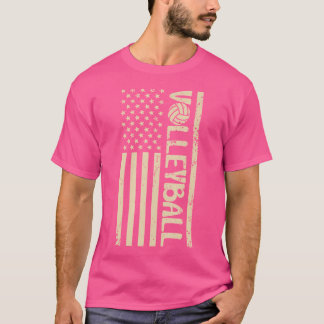 Amerikaanse vlag volleybal voor spelers en atleten t-shirt