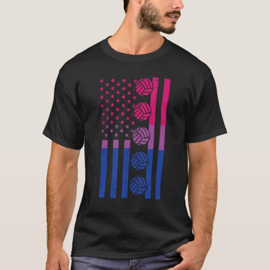 Amerikaanse vlag Volleyball Bisexual Bi Pride Lgbt T-shirt (Voorkant)