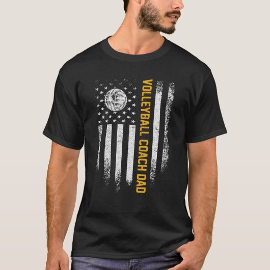  Amerikaanse vlag Volleyball Coach D T-shirt (Voorkant)