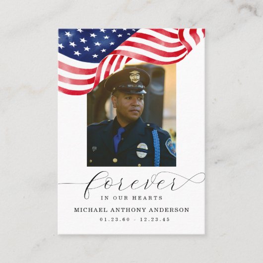 Amerikaanse vlag voor altijd in onze harten begraf visitekaartje (Voorkant)