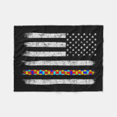 Amerikaanse vlag voor autisme fleece deken (Voorkant (Horizontaal))